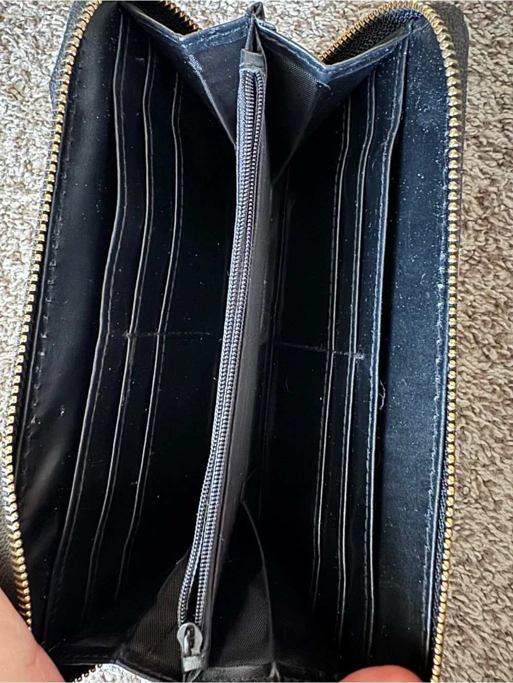 Black Phone Wallet Case with Gold Stud Accent